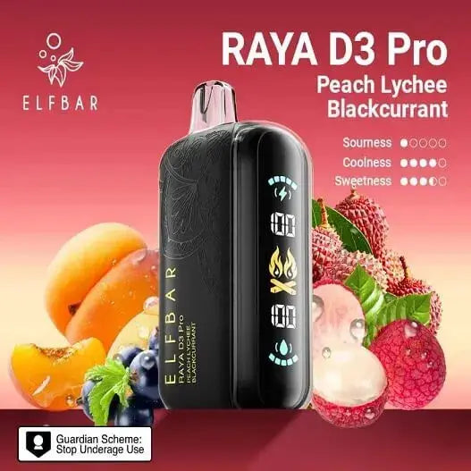 Elf Bar Raya D3 Pro 30 K – Peach Lychee Blackcurrant - Vape Shop Kochi VapeshopKochi